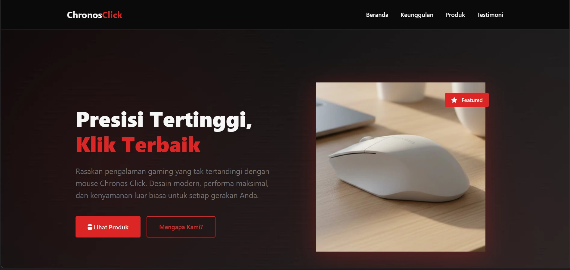 Landing Page Mouse Product